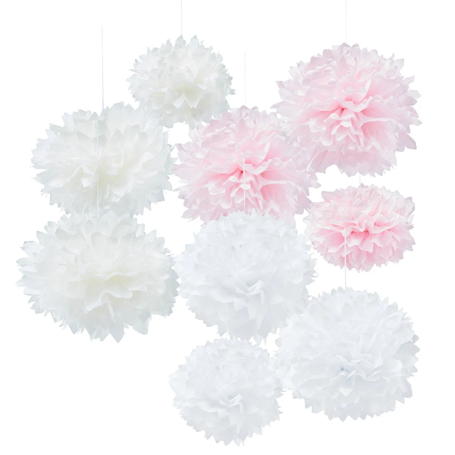 9 Tissue Paper Pom Poms, Pastel Multipack