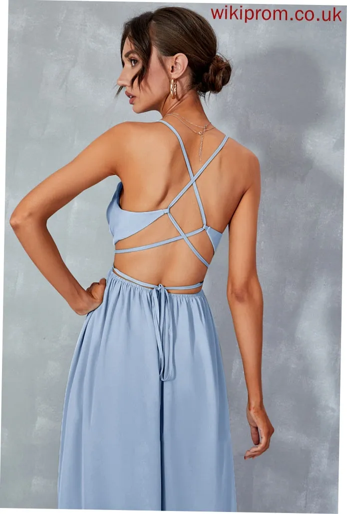 A-Line Ankle-Length Prom Dresses Thalia Neck Split With Front Cowl