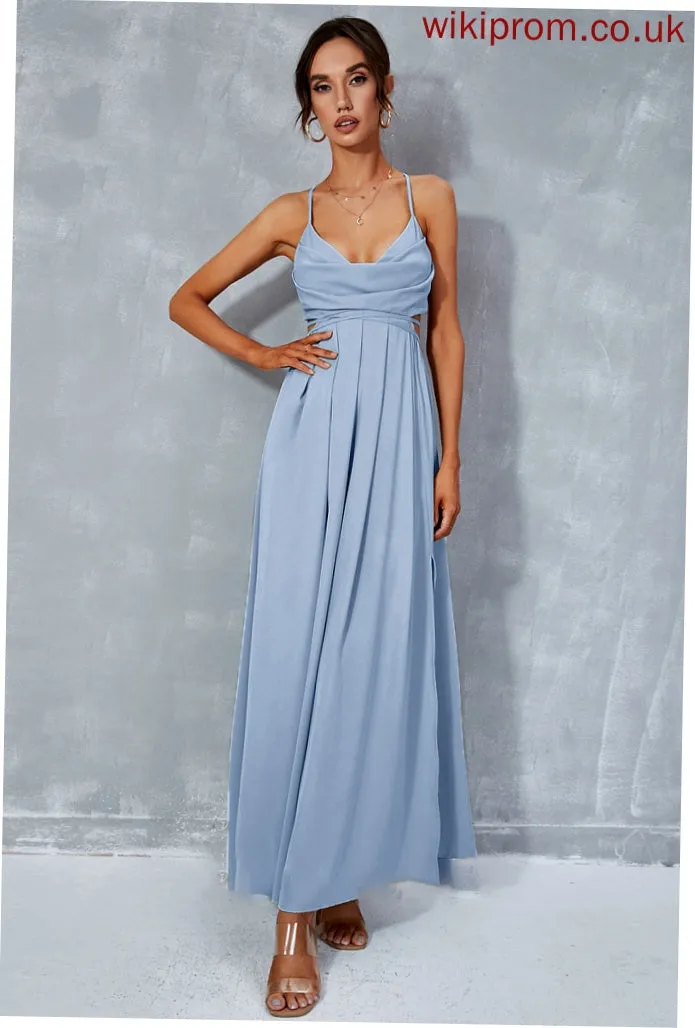 A-Line Ankle-Length Prom Dresses Thalia Neck Split With Front Cowl