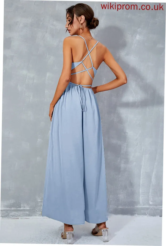 A-Line Ankle-Length Prom Dresses Thalia Neck Split With Front Cowl