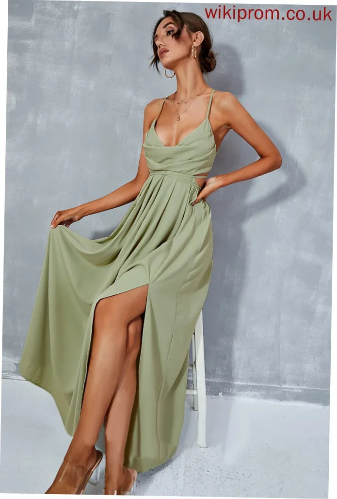 A-Line Ankle-Length Prom Dresses Thalia Neck Split With Front Cowl
