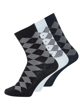 JUMP USA Men Calf Length Pack of 3 Socks_Blue_Black_Blue