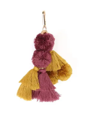 Large Pom Pom Mustard & Plum