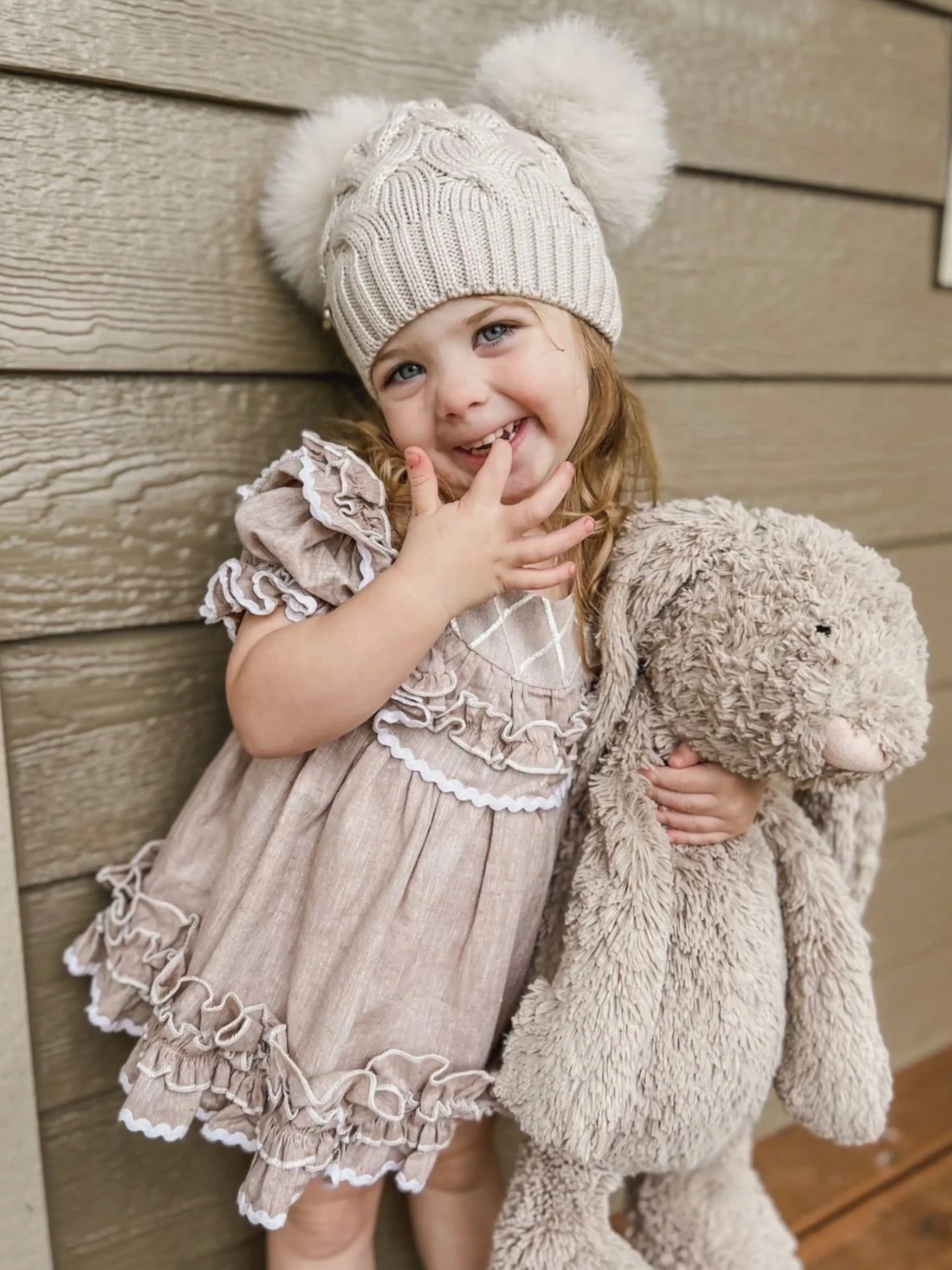 Petite Maison Kids Sandstone Merino Wool Double Pom Hat