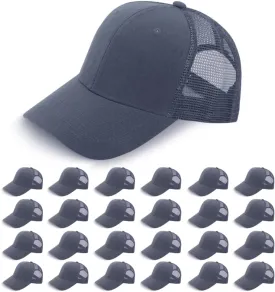 ZH 24 Pack Blank Mesh Trucker Hats, Bulk Baseball Caps Adjustable for Men and Women, Wholesale Plain Snapback Caps