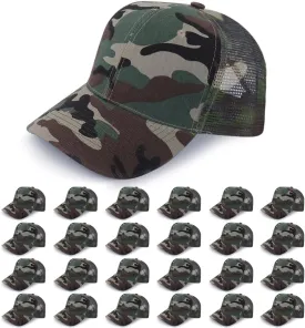 ZH 24 Pack Blank Mesh Trucker Hats, Bulk Baseball Caps Adjustable for Men and Women, Wholesale Plain Snapback Caps