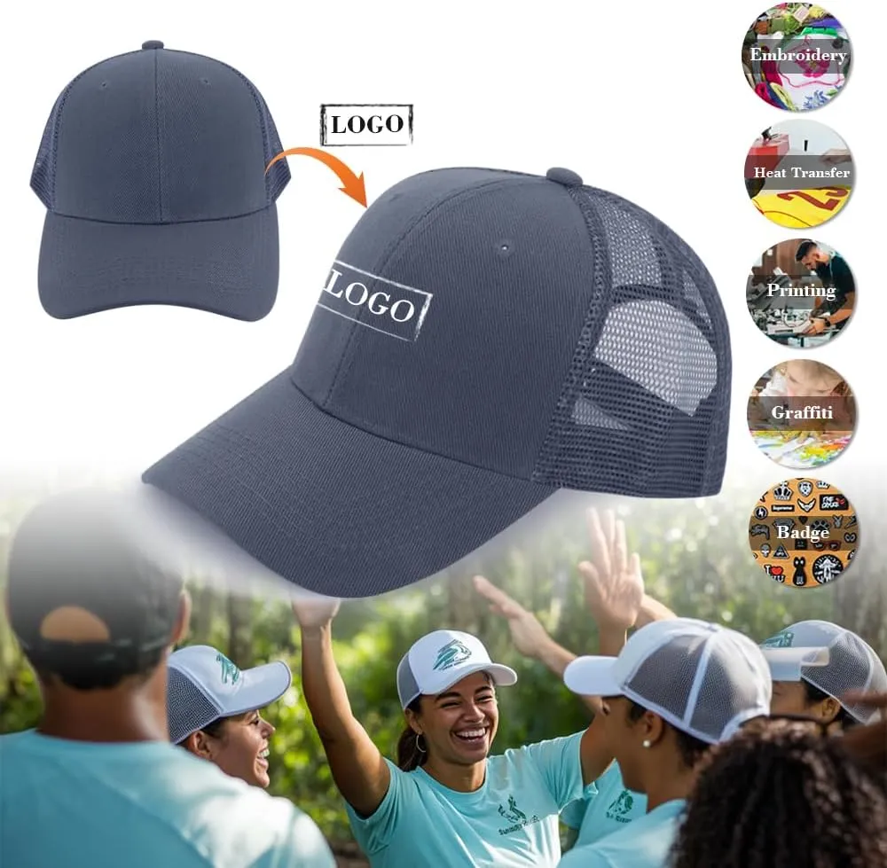 ZH 24 Pack Blank Mesh Trucker Hats, Bulk Baseball Caps Adjustable for Men and Women, Wholesale Plain Snapback Caps