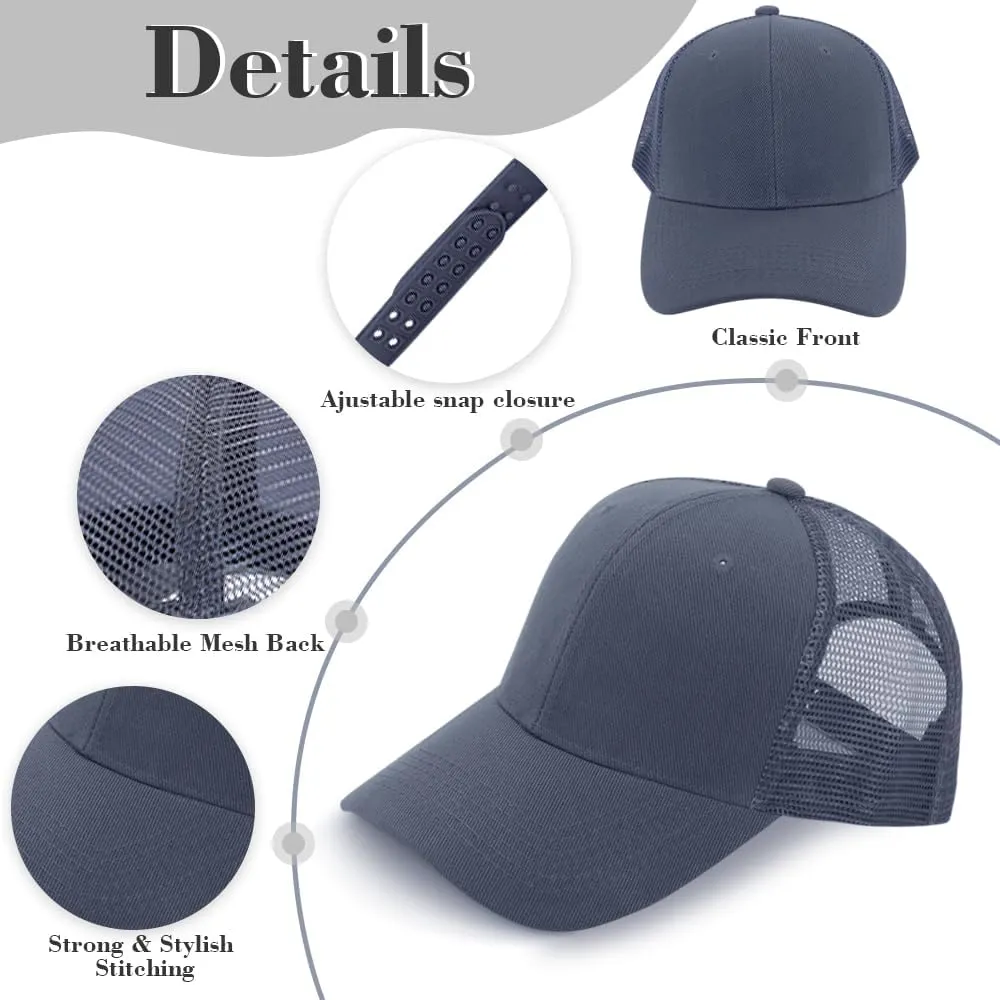 ZH 24 Pack Blank Mesh Trucker Hats, Bulk Baseball Caps Adjustable for Men and Women, Wholesale Plain Snapback Caps